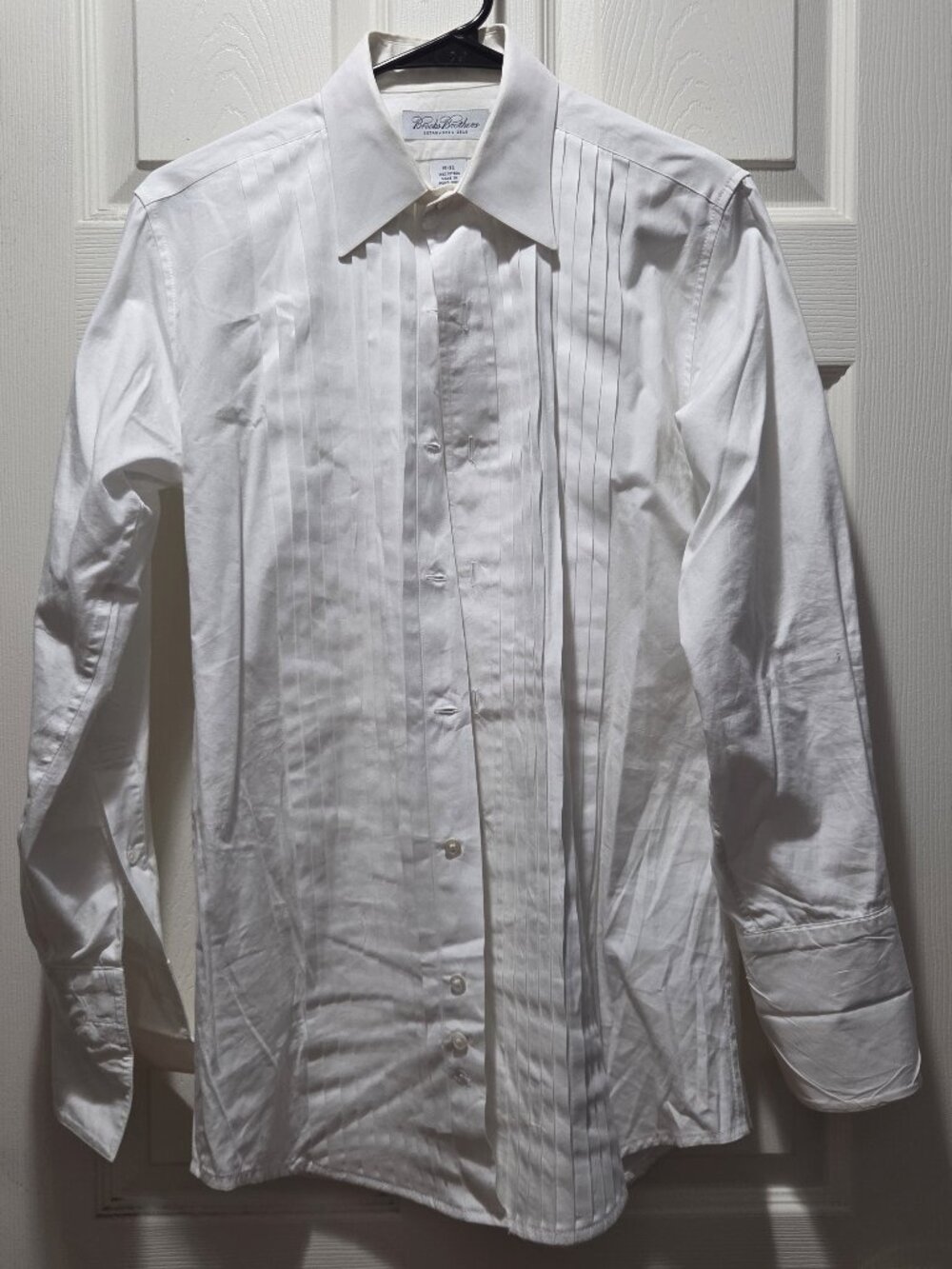Brooks Brothers Tuxedo Shirt Mens 15-29 White Pleated French Cuff Formal READ